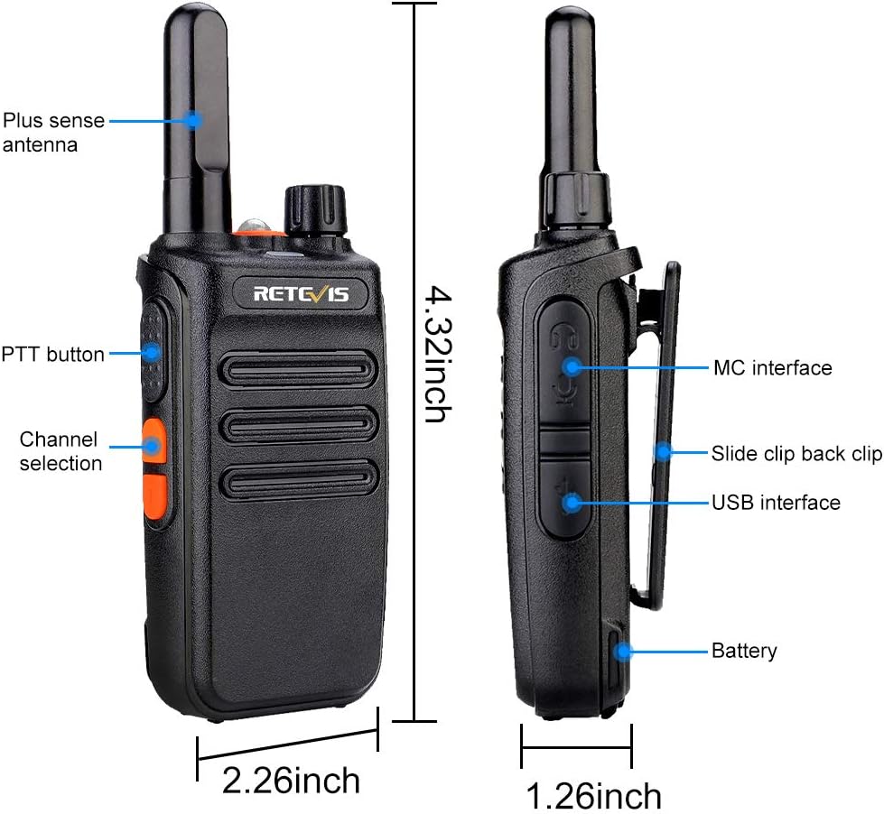 Walkie Talkie 6 Pack, Two Way Radios with Flashlight W311