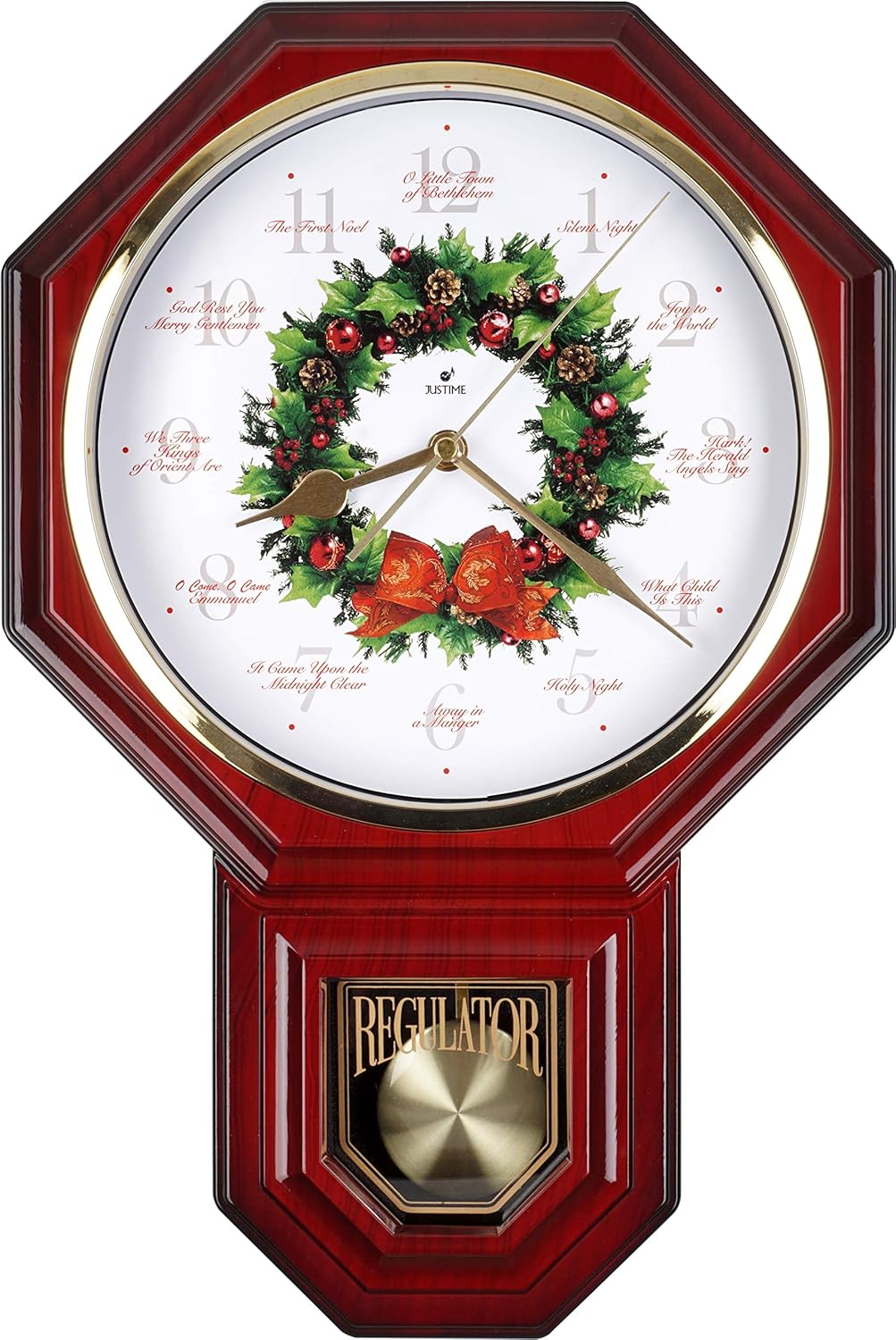 Red Mahogany Plastic Wall Clock F3289