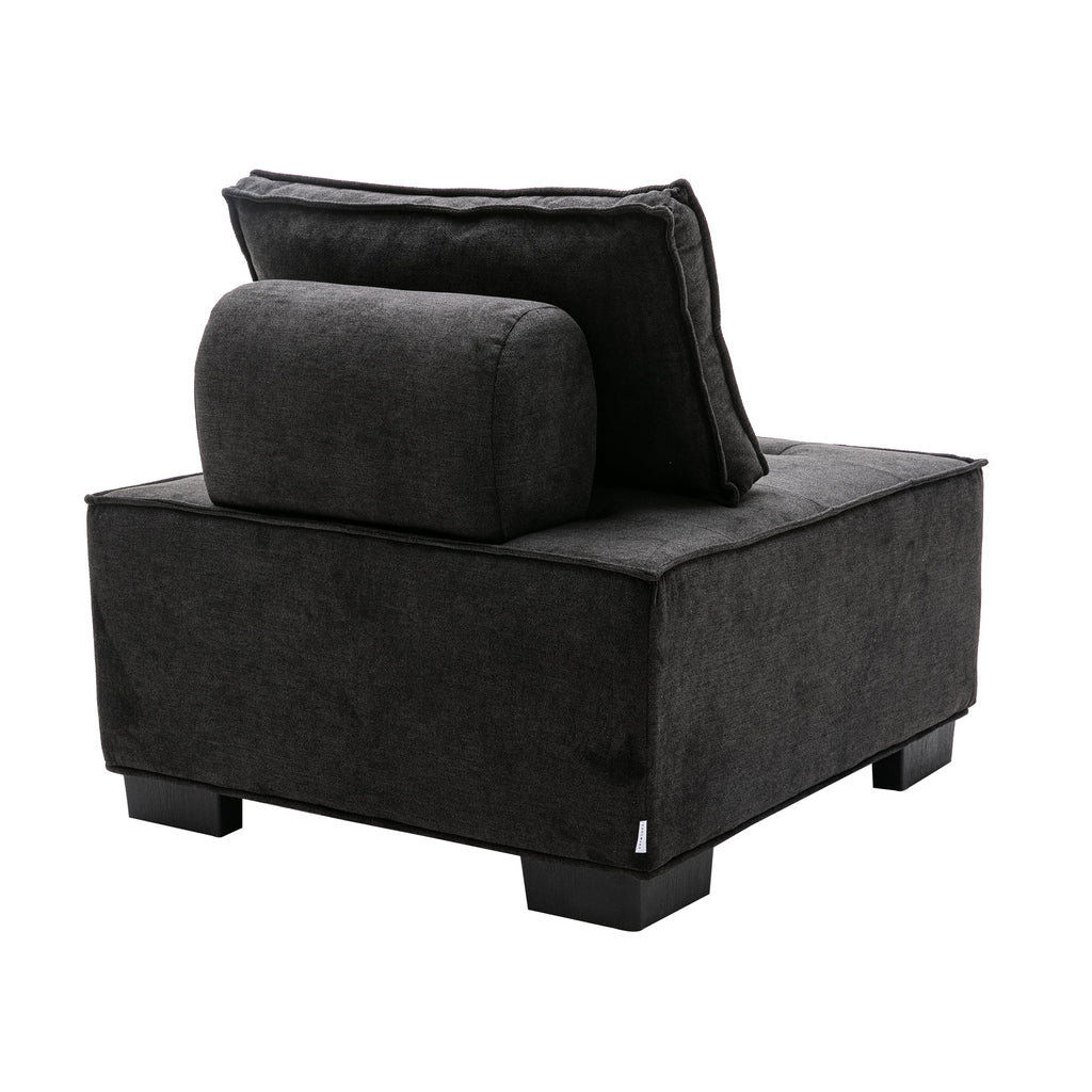 Black Ottoman Barrel Chair D9830
