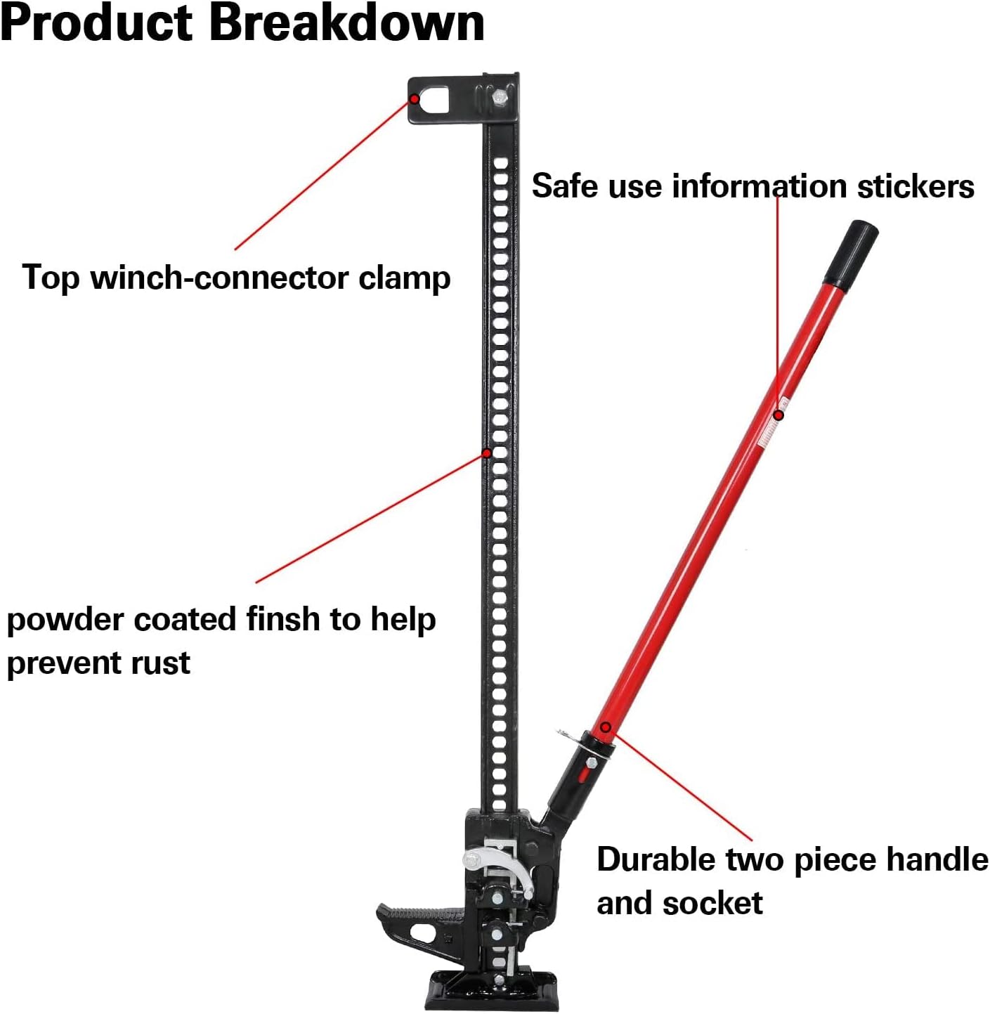 Black Cast Steel Farm Jack, 3 Tons Capacity, Pack of 2 E625040