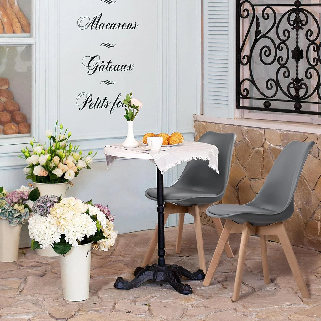 Dark Gray PU Side Chair with Beech Wood Legs, 4Pcs X737
