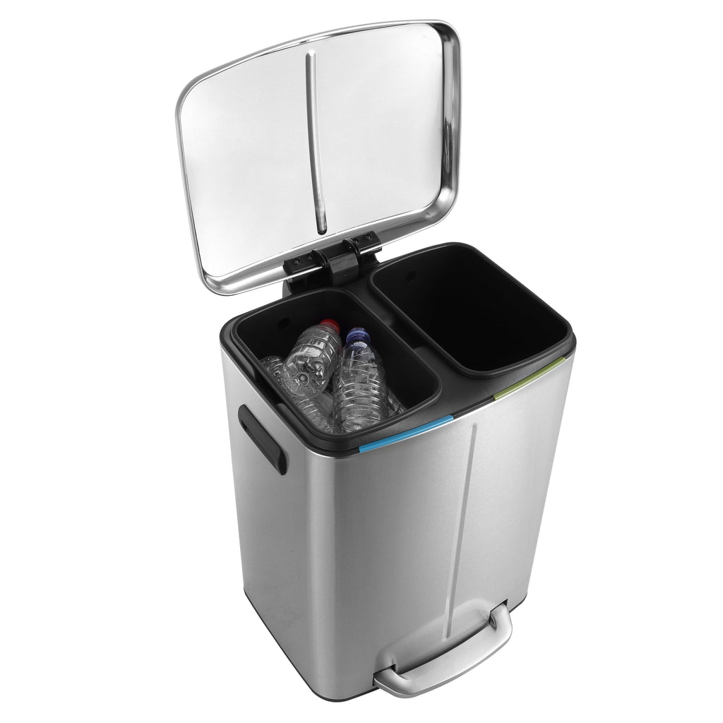 Black 10.5-Gallon Double Bucket Trash Can with Lid B3288