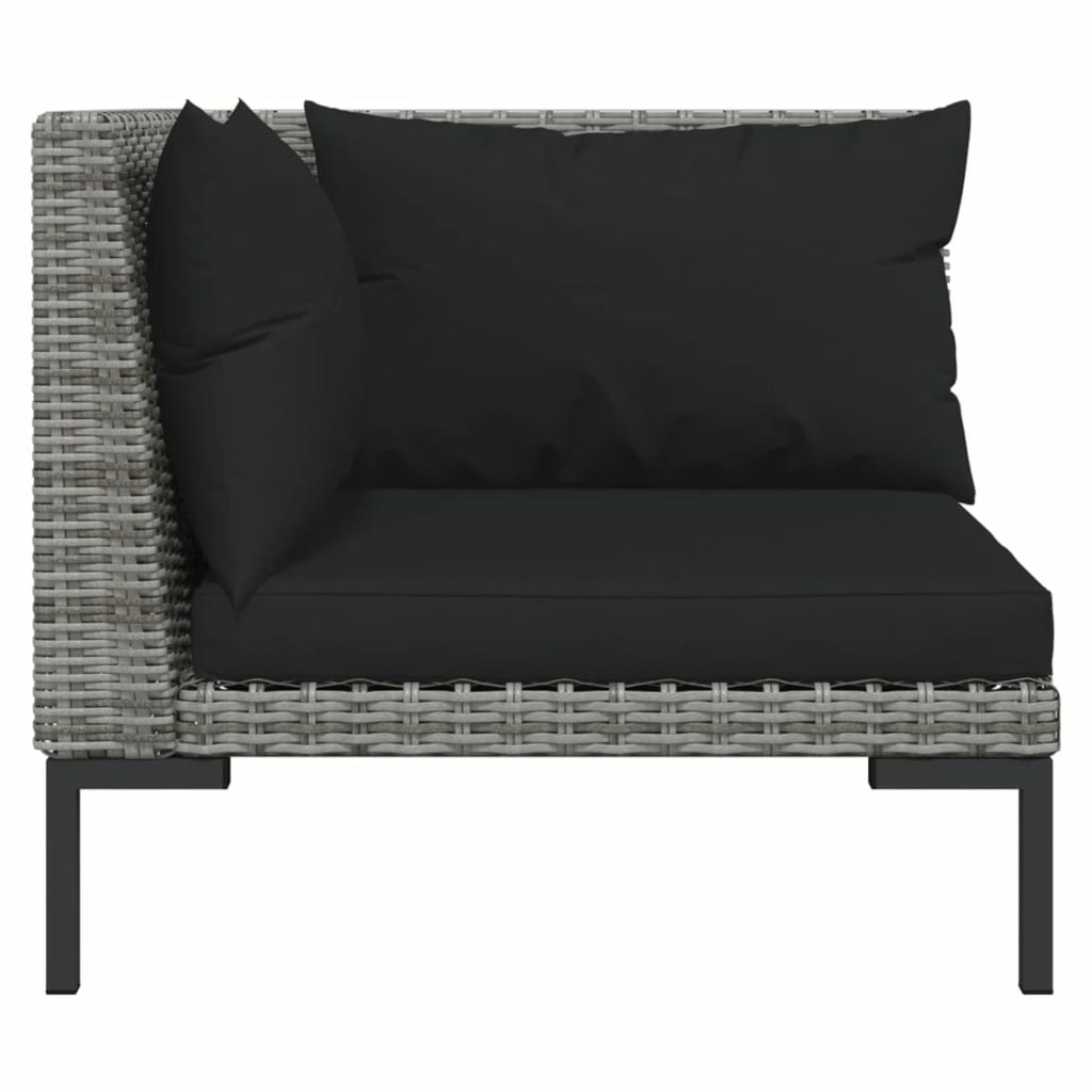 10 Piece Poly Rattan Dark Gray Patio Sectional Sofa Set with Cushions Y136824