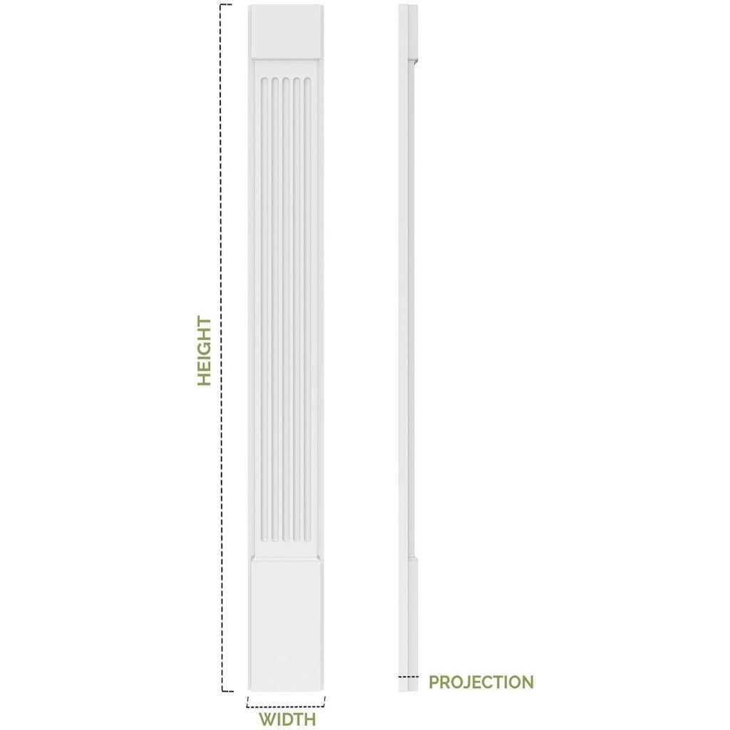 7x22W x 102x22H x 2x22P Two Equal Flat Panel PVC Pilaster with Decorative Capital & Base (Pair) U109568