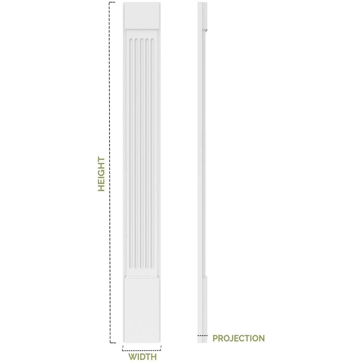 7x22W x 102x22H x 2x22P Two Equal Flat Panel PVC Pilaster with Decorative Capital & Base (Pair) U109568