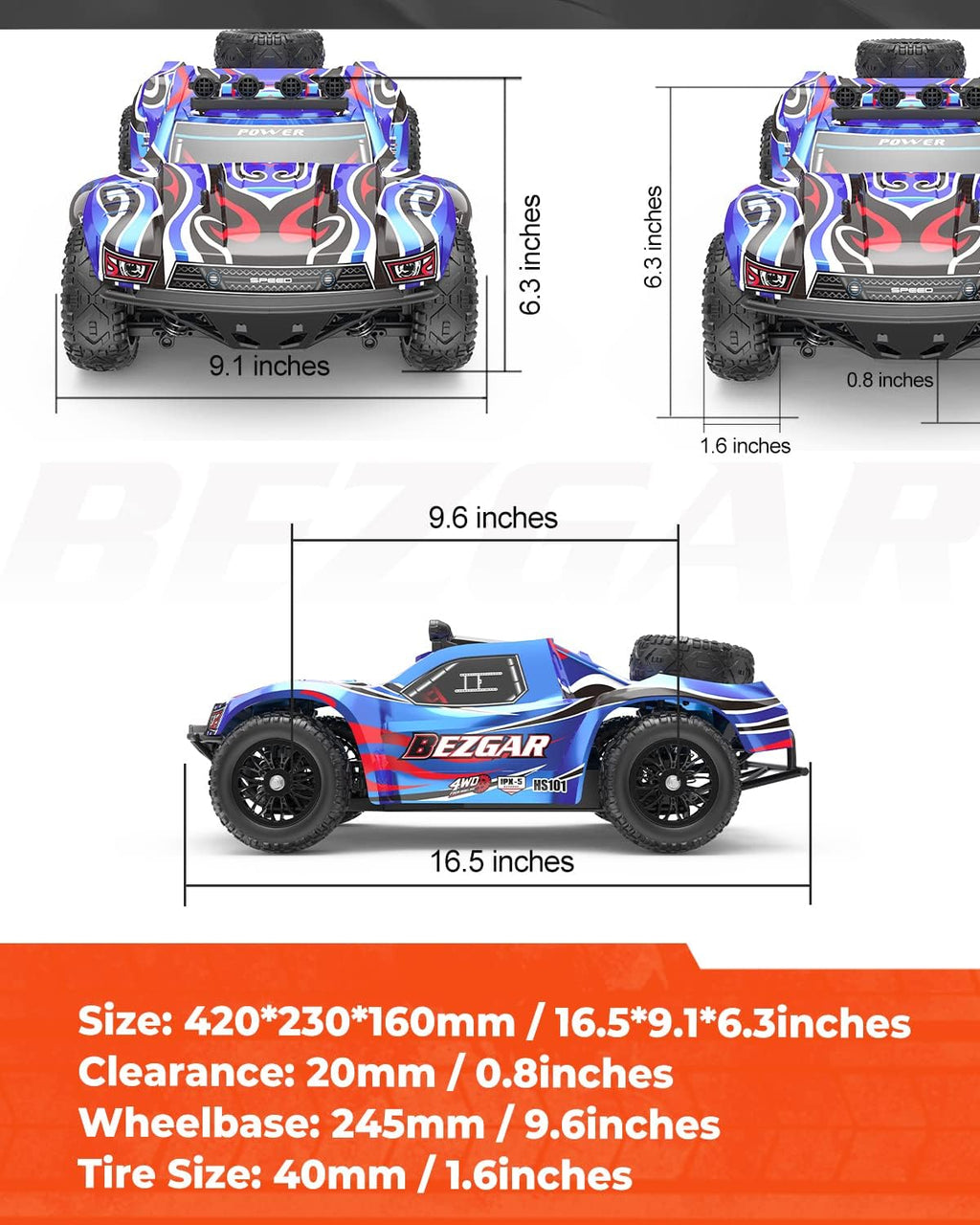 1:10 Scale 4WD Remote Control Electric Off Road RC Monster Truck with 2 Rechargeable Batteries R212