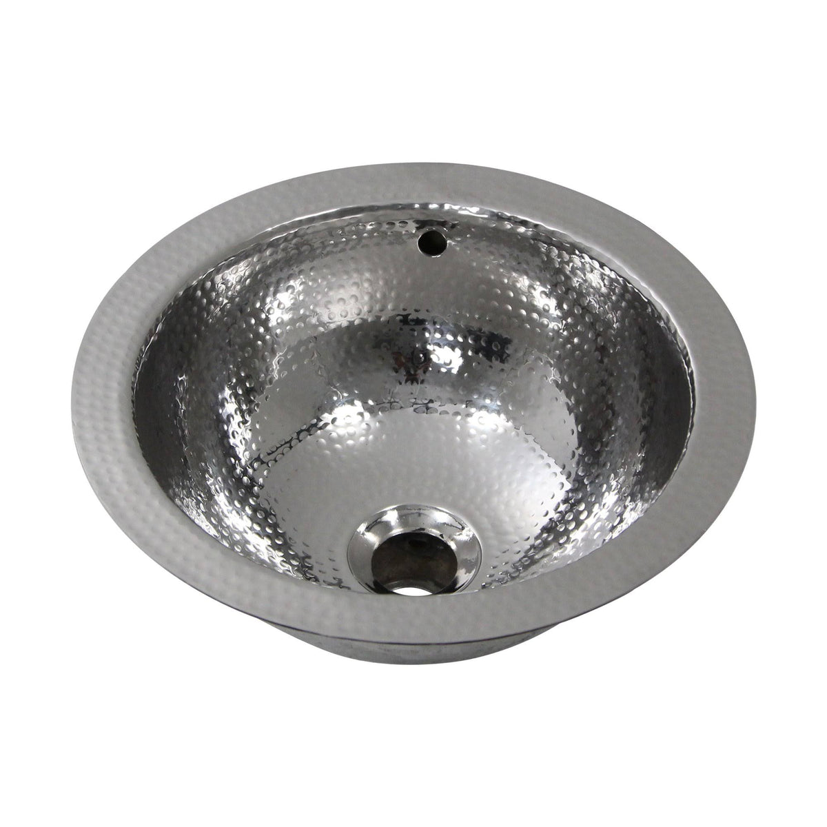 13 inch Hand Hammered Stainless Steel Round Undermount Bathroom Sink with Overflow W4970