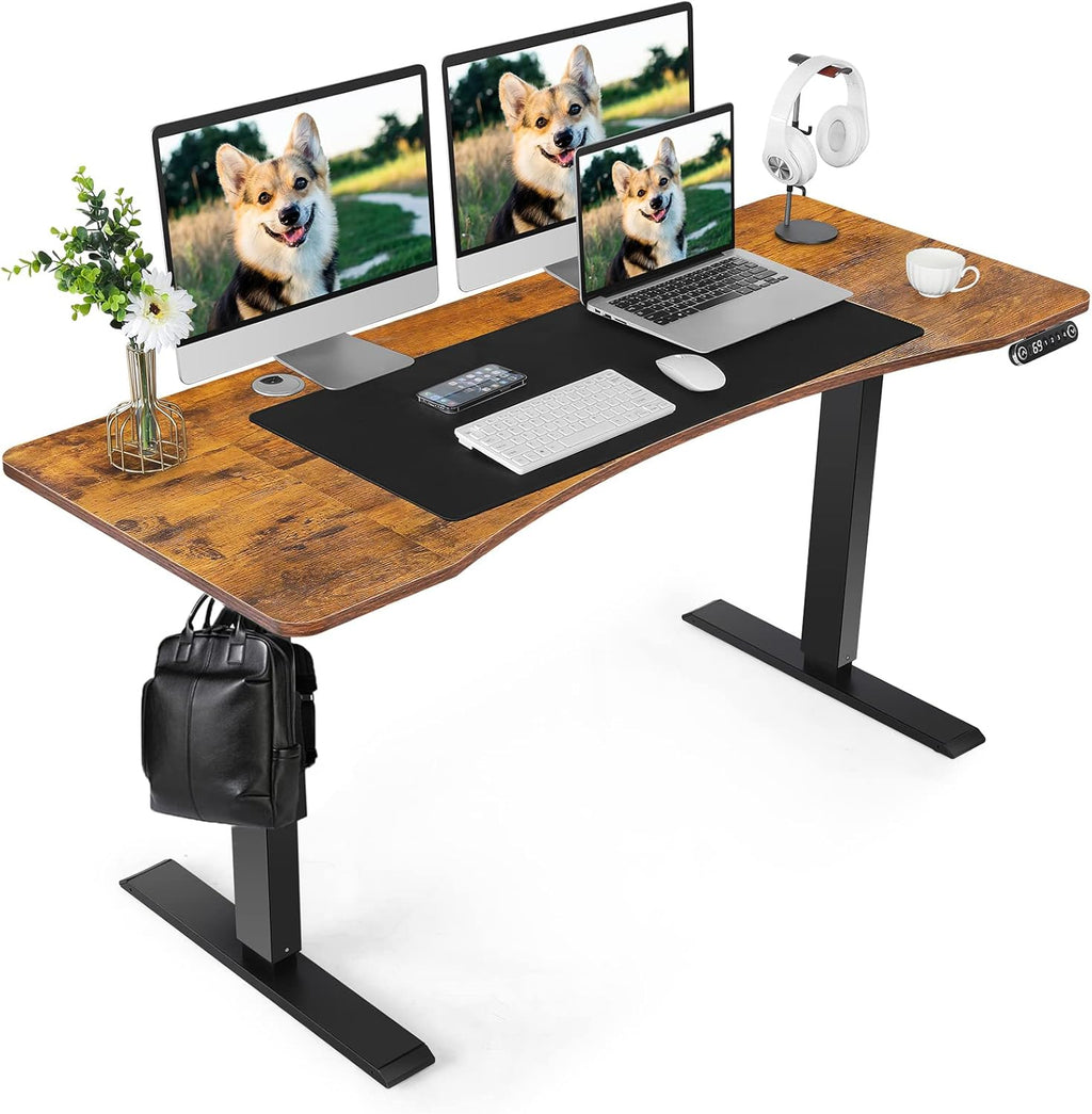Electric Standing Desk Adjustable Height, 59 in, Brown N241656