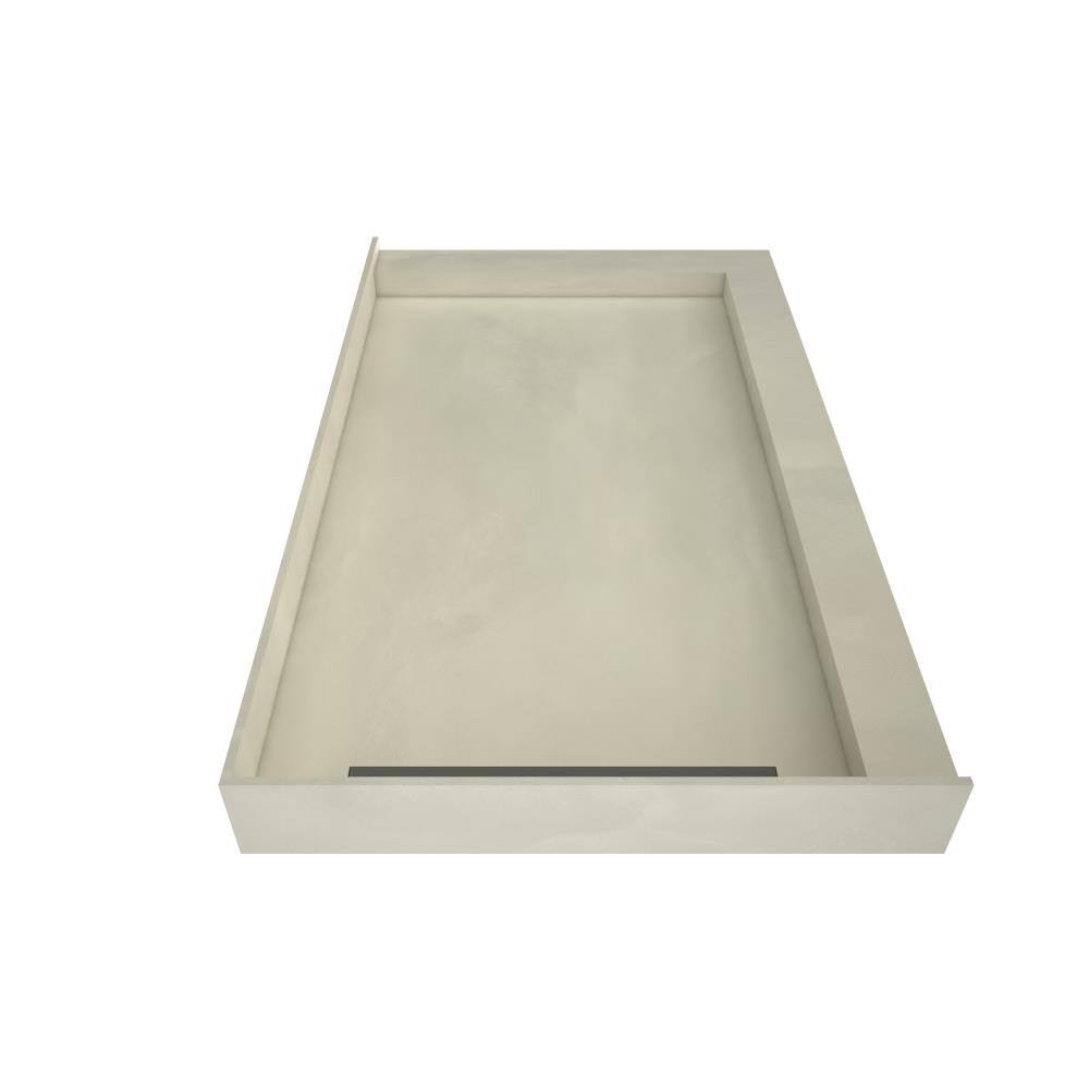 Trench Shower Pan with Left Drain and Right Dual Curb D647