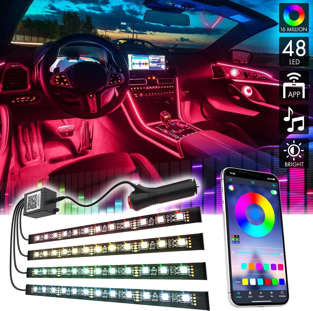 4pcs LED Car Light Strips with Bluetooth App Control A1927