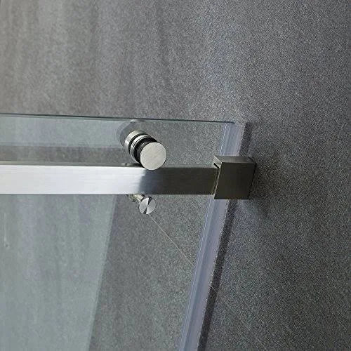 60-Inch Frameless Shower Door with Clear Glass and Stainless Steel B266796