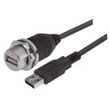 USB Cable, Shielded Waterproof Panel Mount Type A Female to Standard Type A Male, 2 Meter W6223