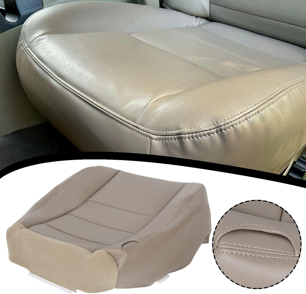 Tan Leather Bottom Seat Cover Pack of 2 T790442