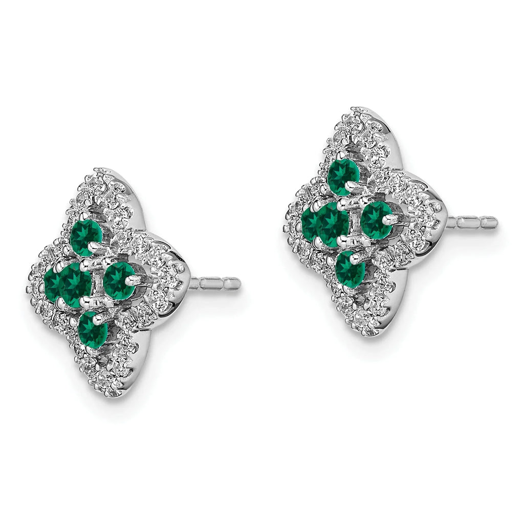 14 Karat Two-Tone Lab Grown Diamond and Created Pink Sapphire Earrings F208