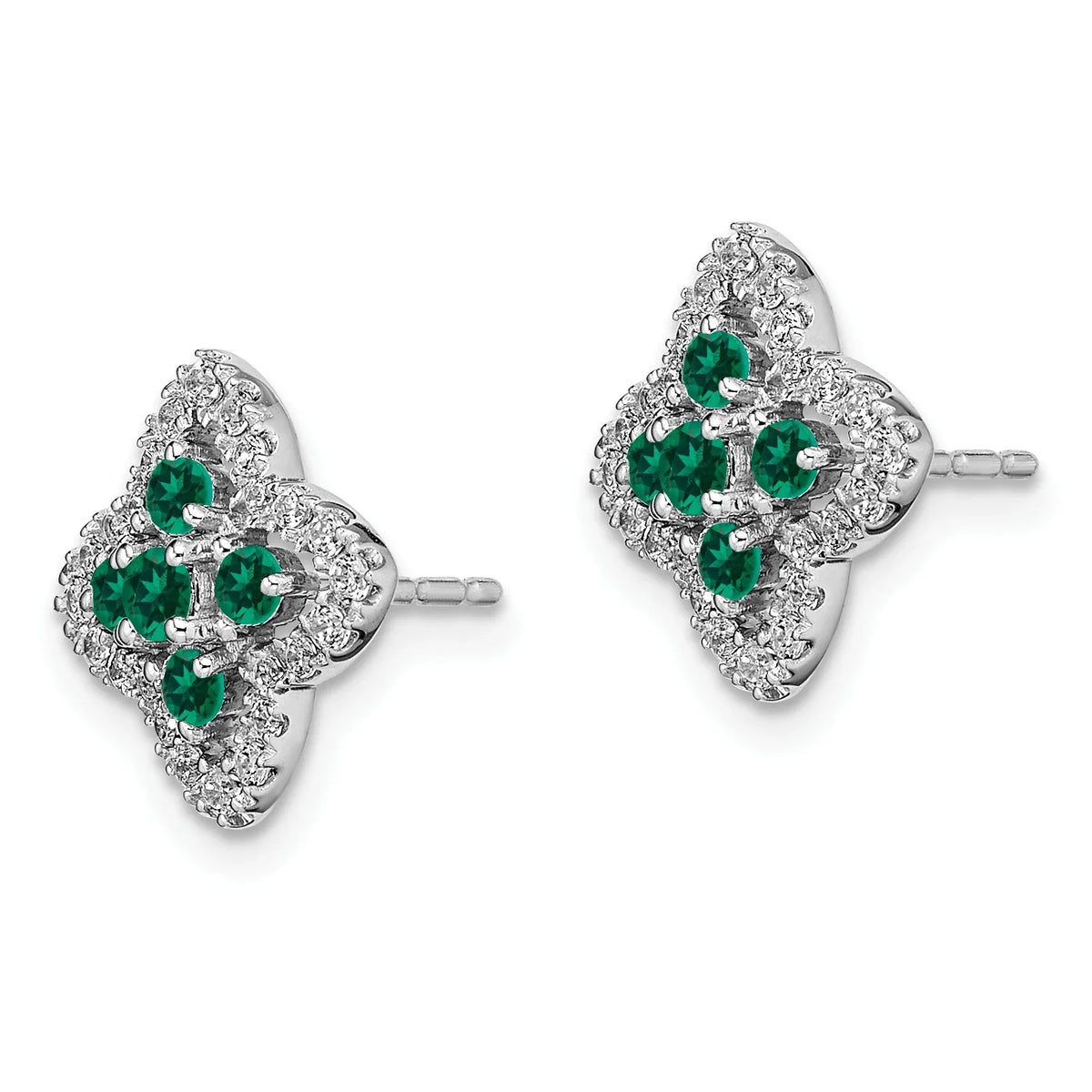 14 Karat Two-Tone Lab Grown Diamond and Created Pink Sapphire Earrings F208