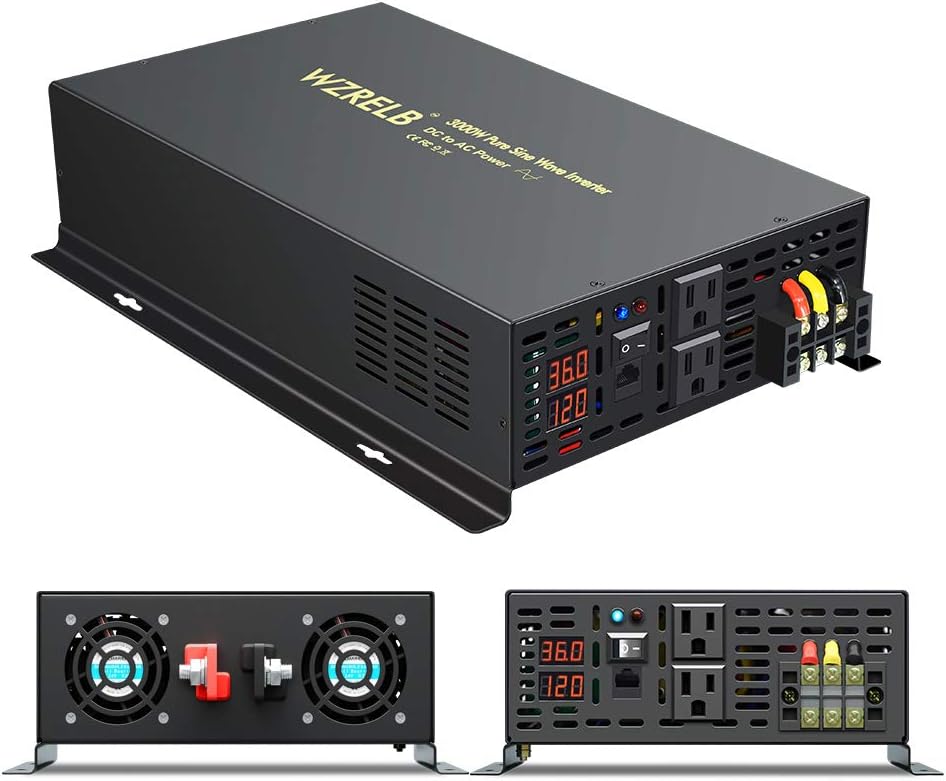 3000Watt Pure Sine Wave Power Inverter with Remote Control Dual AC Outlets C563079