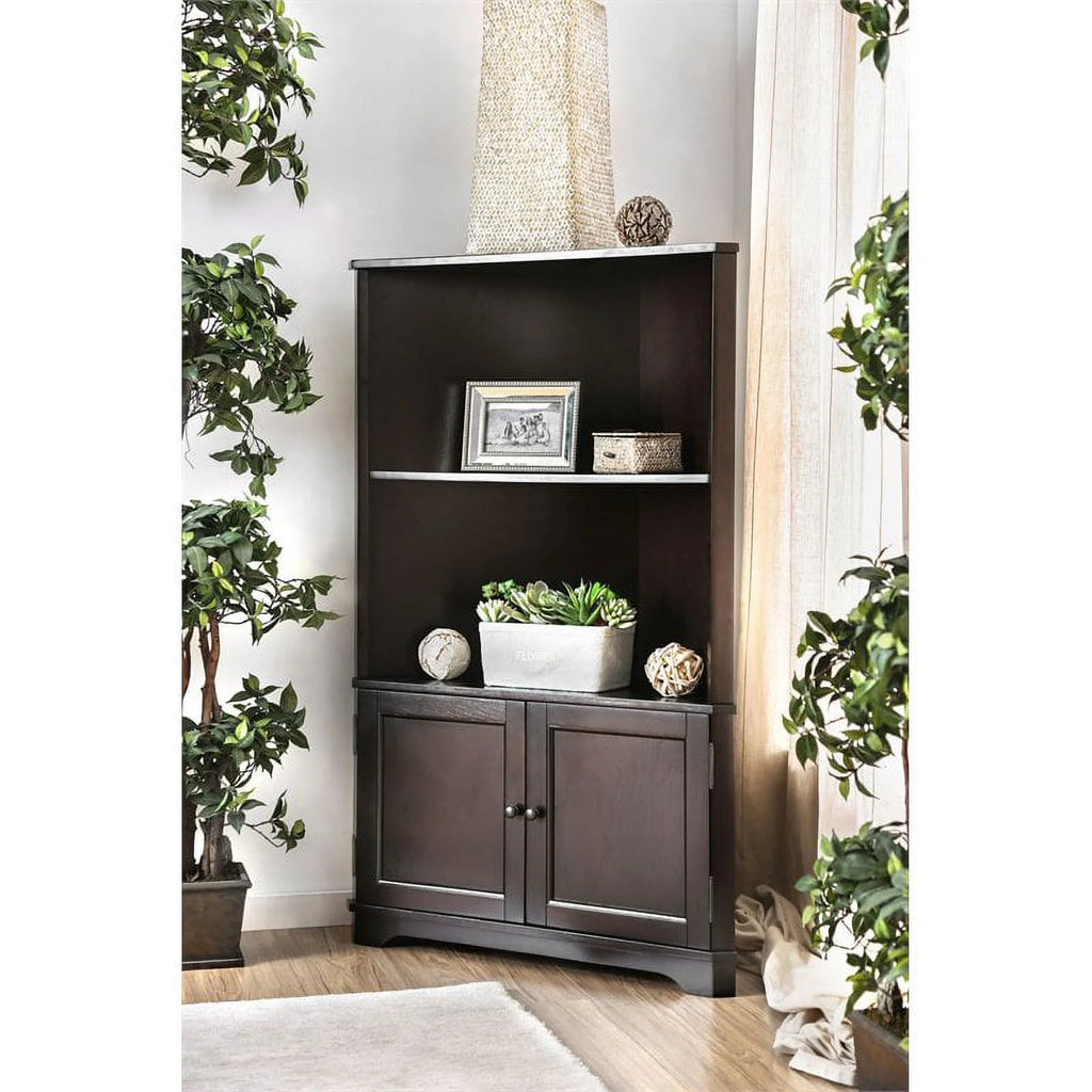 Espresso Wood Corner Bookshelf B232237