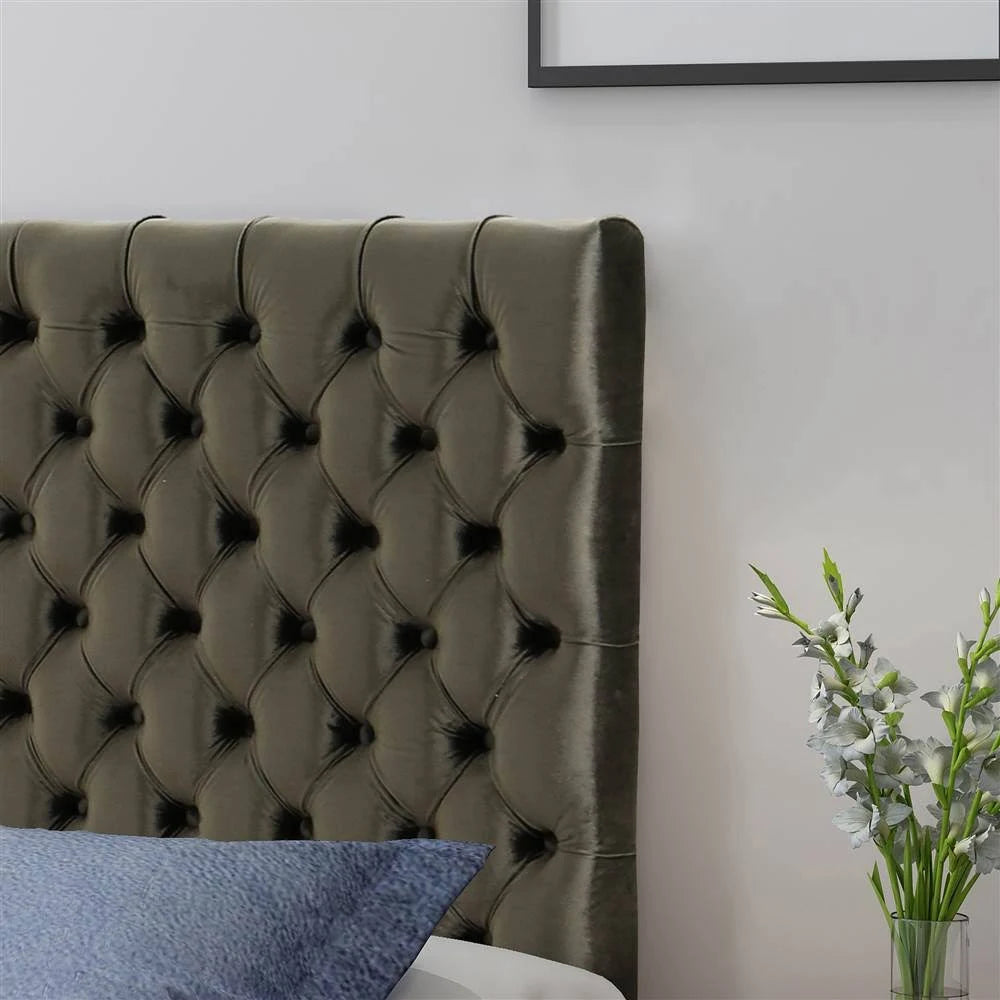 Tufted King/ Cal King Headboard in Gray and Black A5703