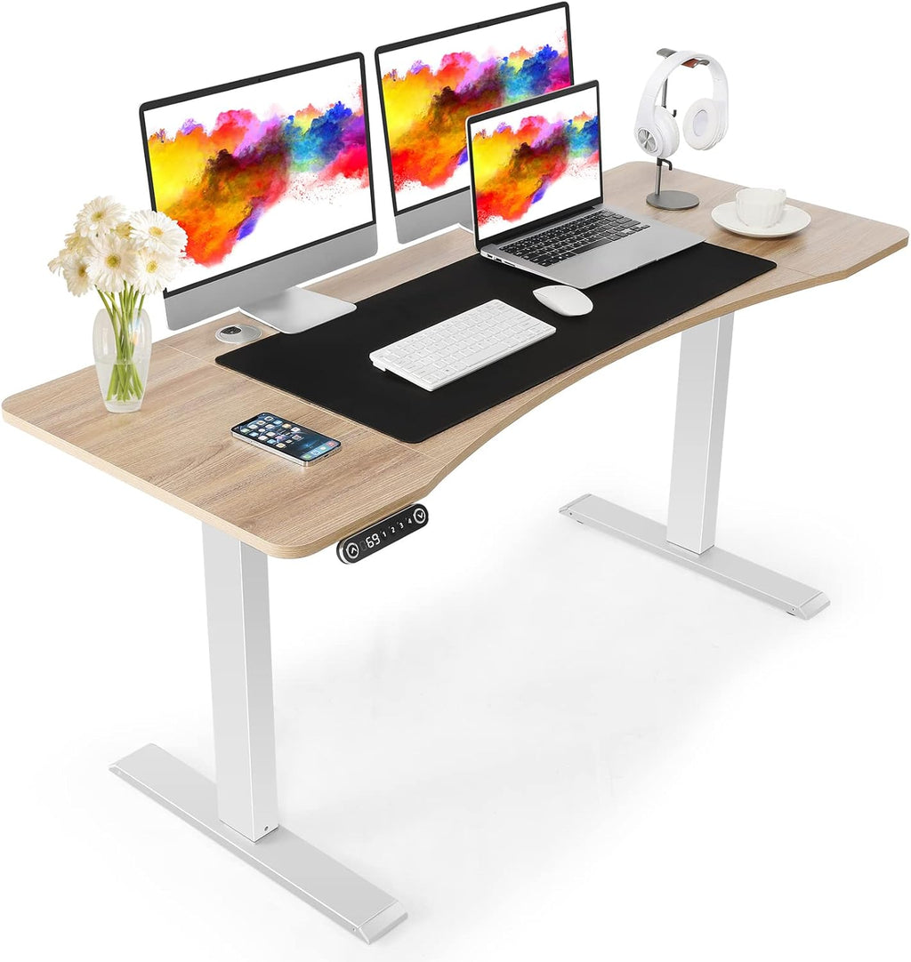 Electric Standing Desk Adjustable Height, 59 in, Brown N241656