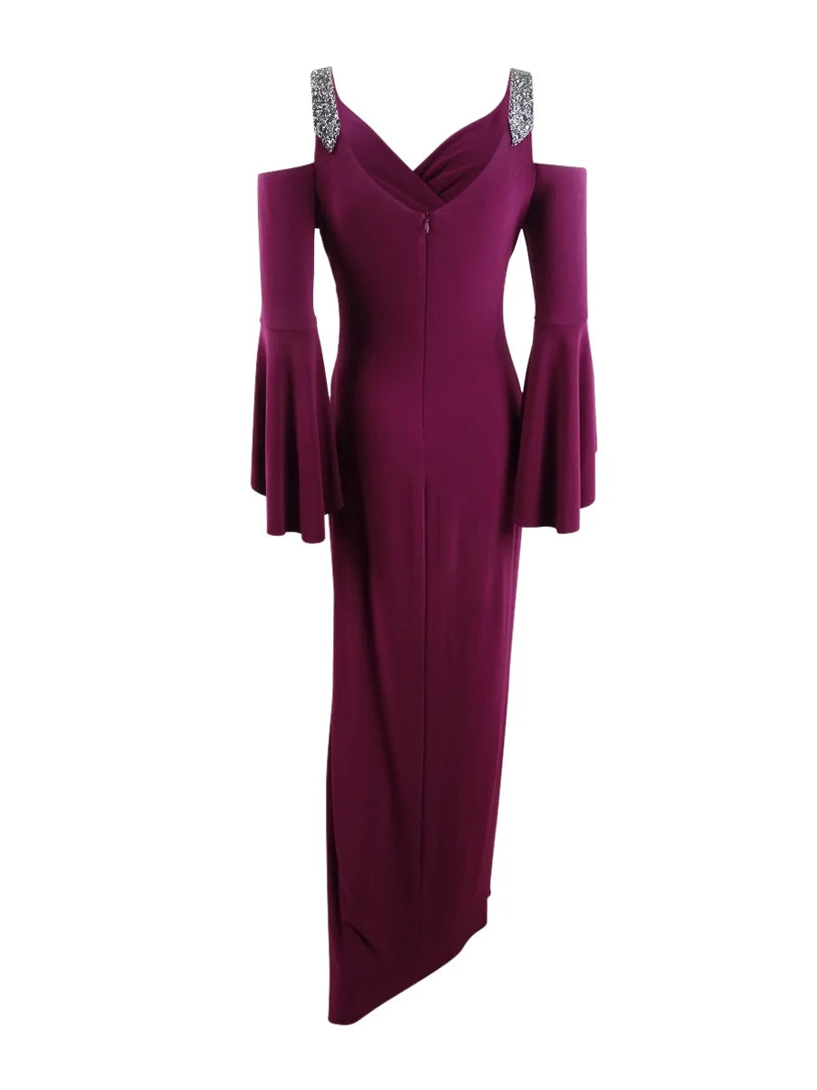 Embellished Cold-Shoulder Gown B722056
