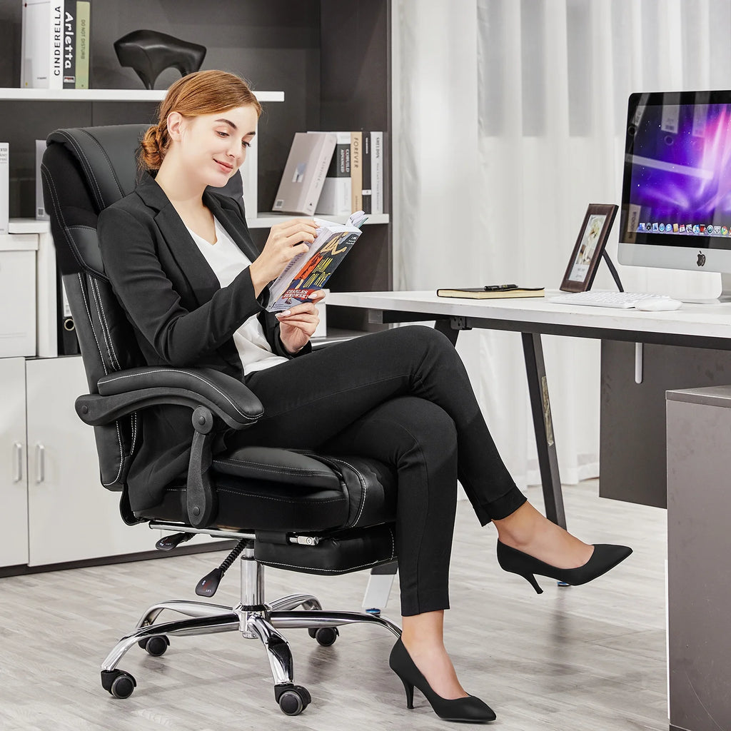 Ergonomic High Back Reclining Office Chair with Footrest J6802