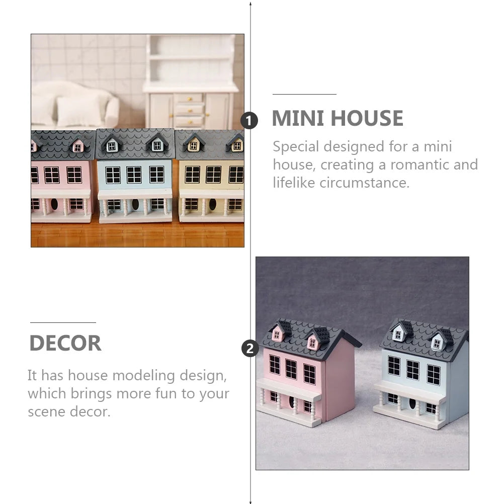2pcs Wood Miniature House Ornament V305367