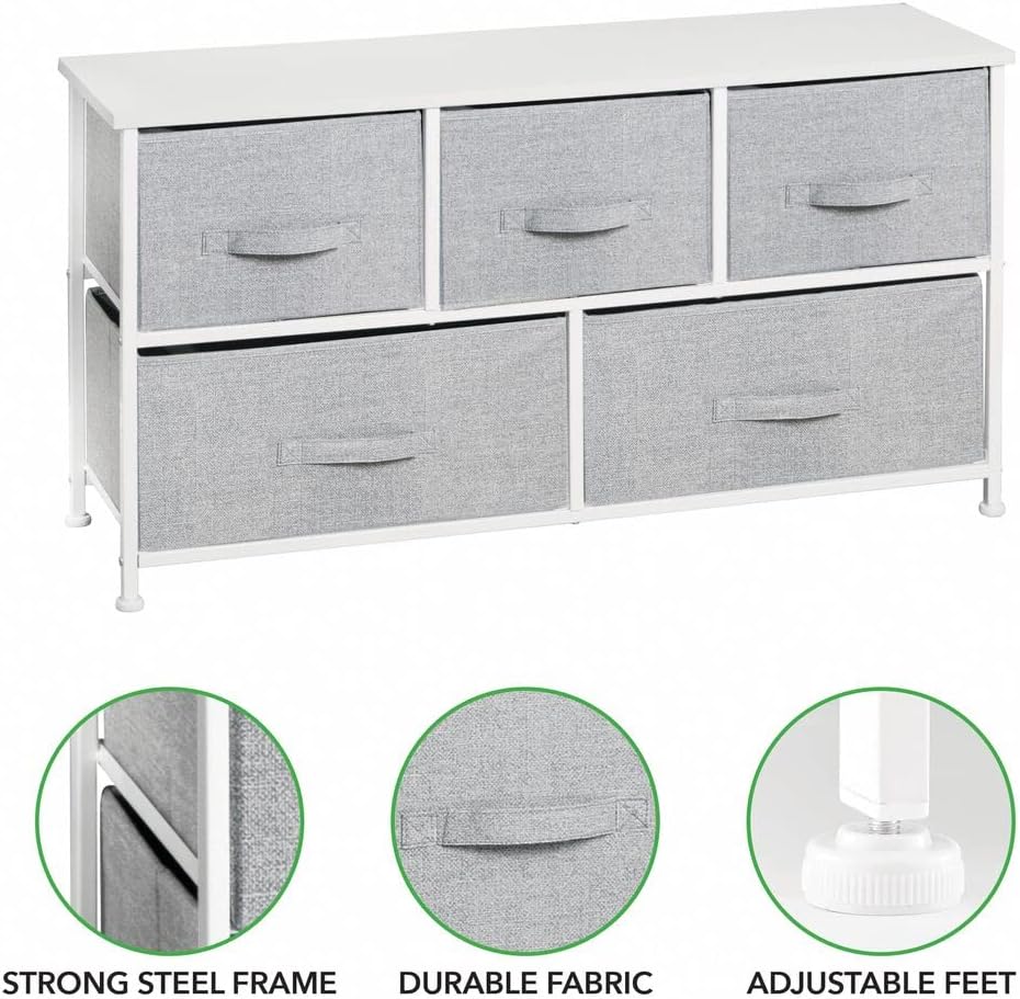 Gray 5 Drawer Fabric Dresser D964284
