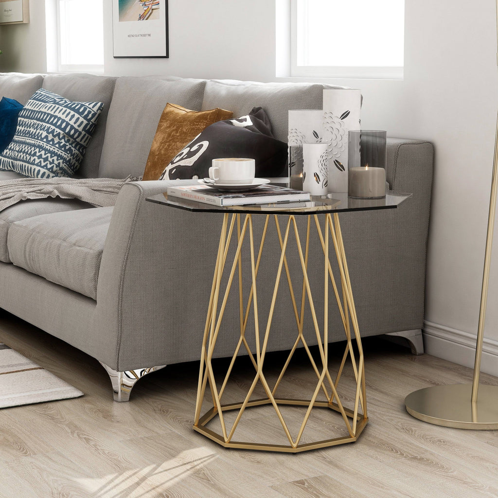 Black Glass Top End Table Y843