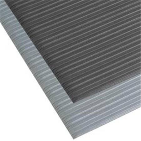 Anti-Fatigue Mat, 3 ft W x 60 ft L x 3/8 in, PVC Foam, Ribbed, Black M8673