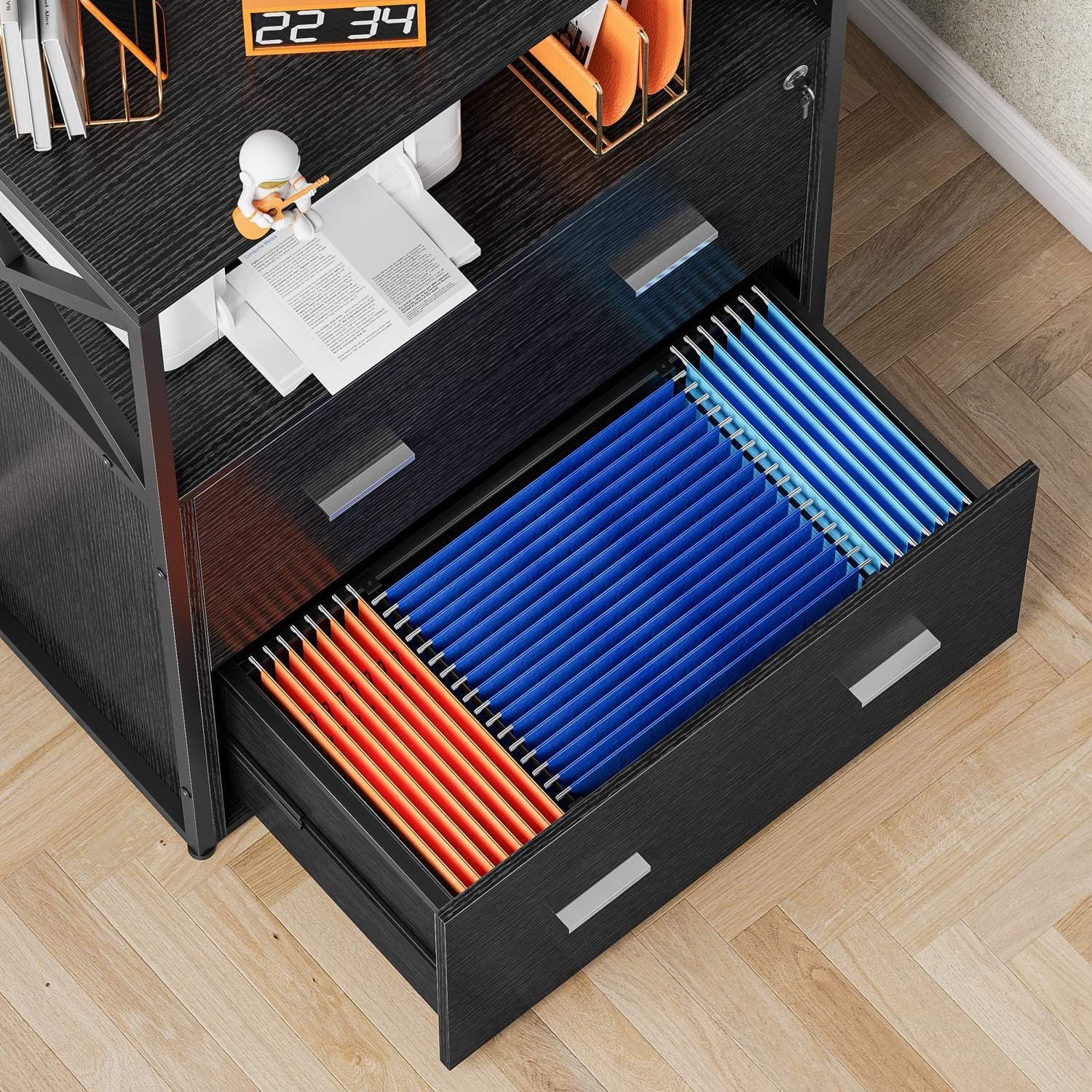 Lateral Filing Cabinet with 2 Drawers, Lockable Storage Cabinet, 31.5” L X 15.8”W X 40.6”H L97359