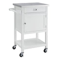 White Wood and Stainless Steel Kitchen Cart P202397