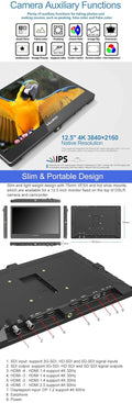 12.5 inch IPS 4K Camera Field Monitor J8734