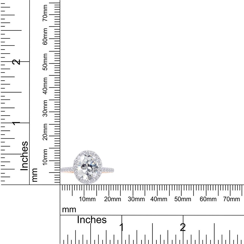 14K Rose Gold Over Sterling Silver Moissanite Solitaire Halo Engagement Ring R34380