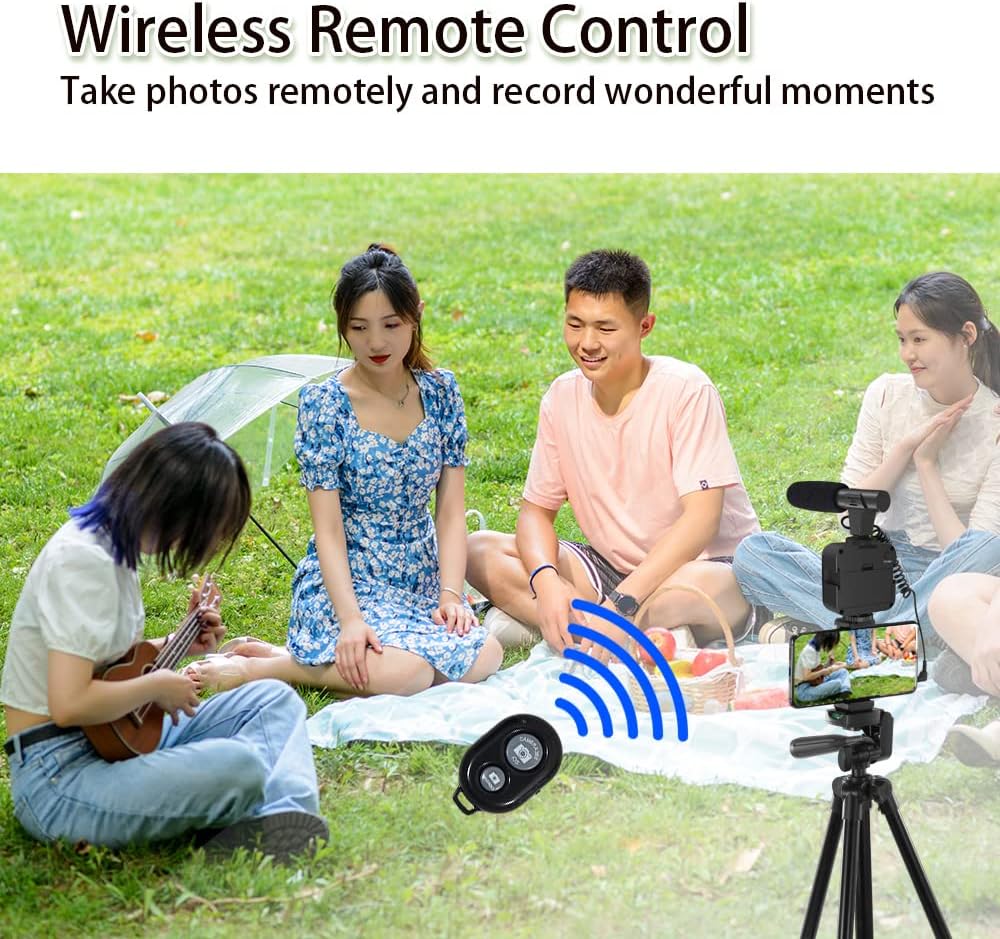 Vlogging Kit with Microphone, Remote Control, Fill-in Light, 15-50" Extendable Tripod Stand, Pack of 2 R28991