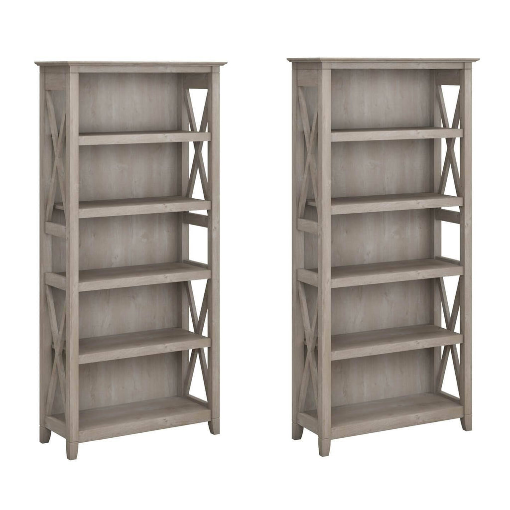 5 Shelf Bookcase Set in Pure White Oak I295325