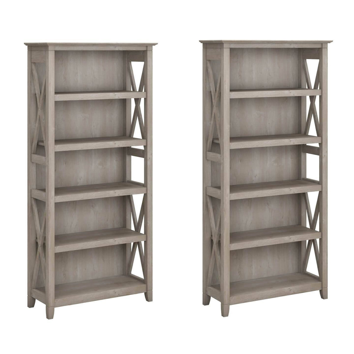 5 Shelf Bookcase Set in Pure White Oak I295325