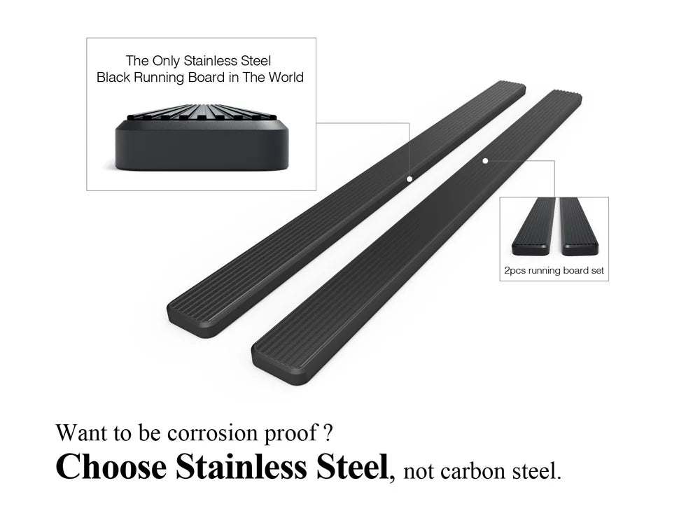 5 inches Black Stainless Steel Running Boards Y52801