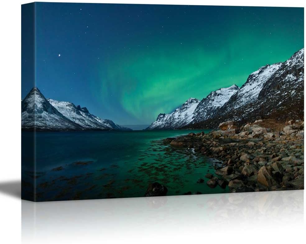 Ski and Foot Prints Through The Snowy Forest Canvas Prints Wall Art 24 x 36 G890523