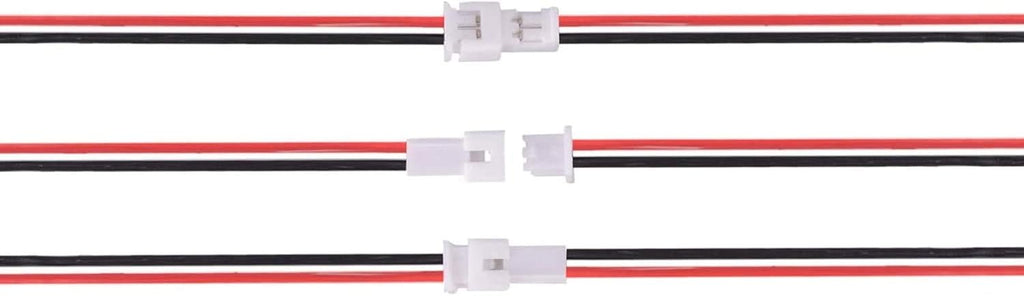 30 Pairs JST 1.25mm 2 Pin Micro Male Female Connector Plug with Red Black Wire Cable 80mm R975498