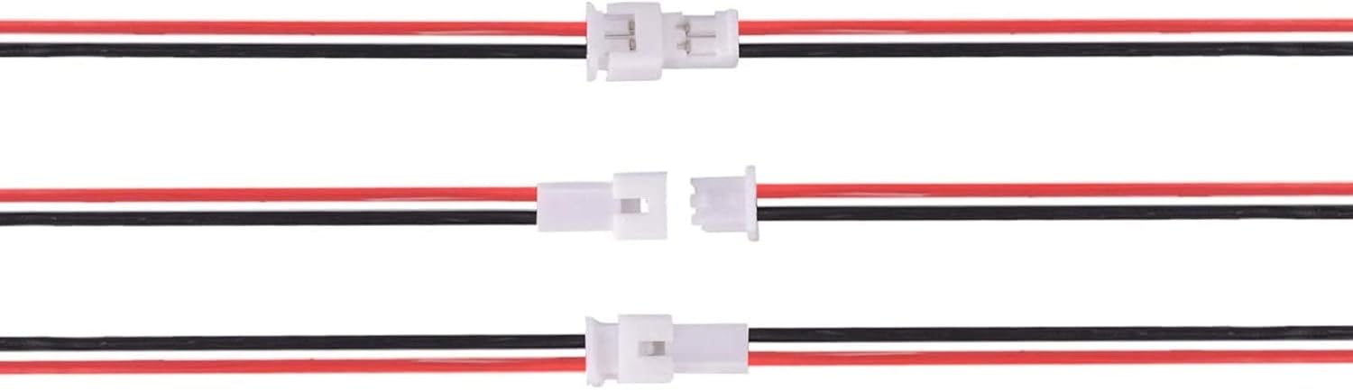 30 Pairs JST 1.25mm 2 Pin Micro Male Female Connector Plug with Red Black Wire Cable 80mm R975498