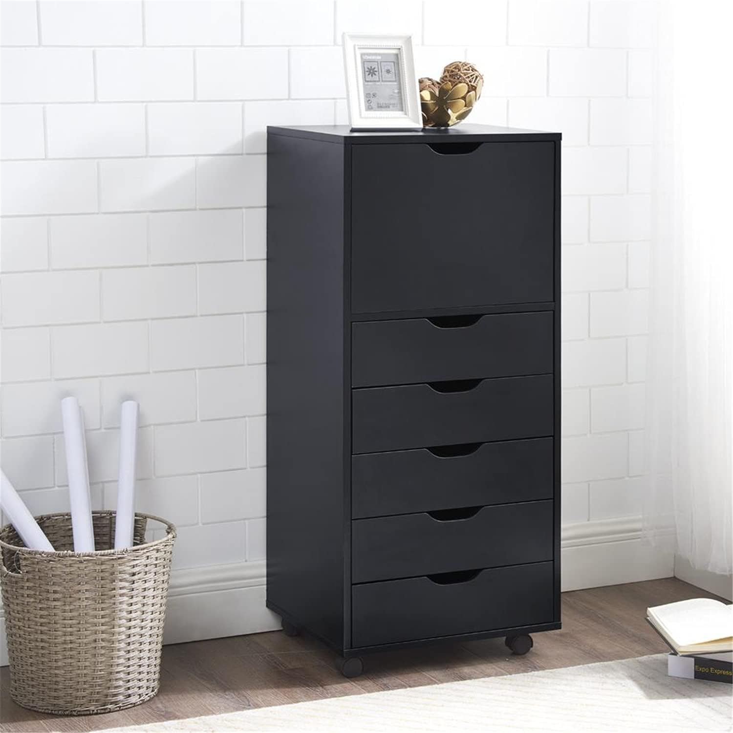 Gray 6-Drawer Mobile File Cabinet Y899543