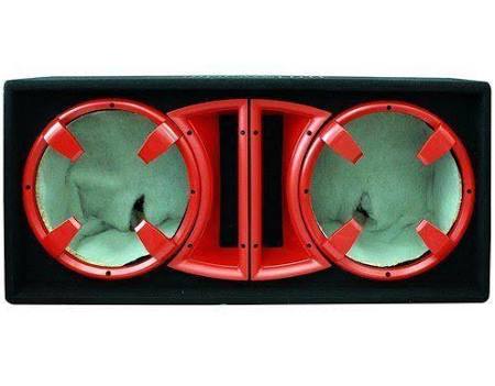 Dual 12-Inch Ported Enclosure Subwoofer Box Red E709352