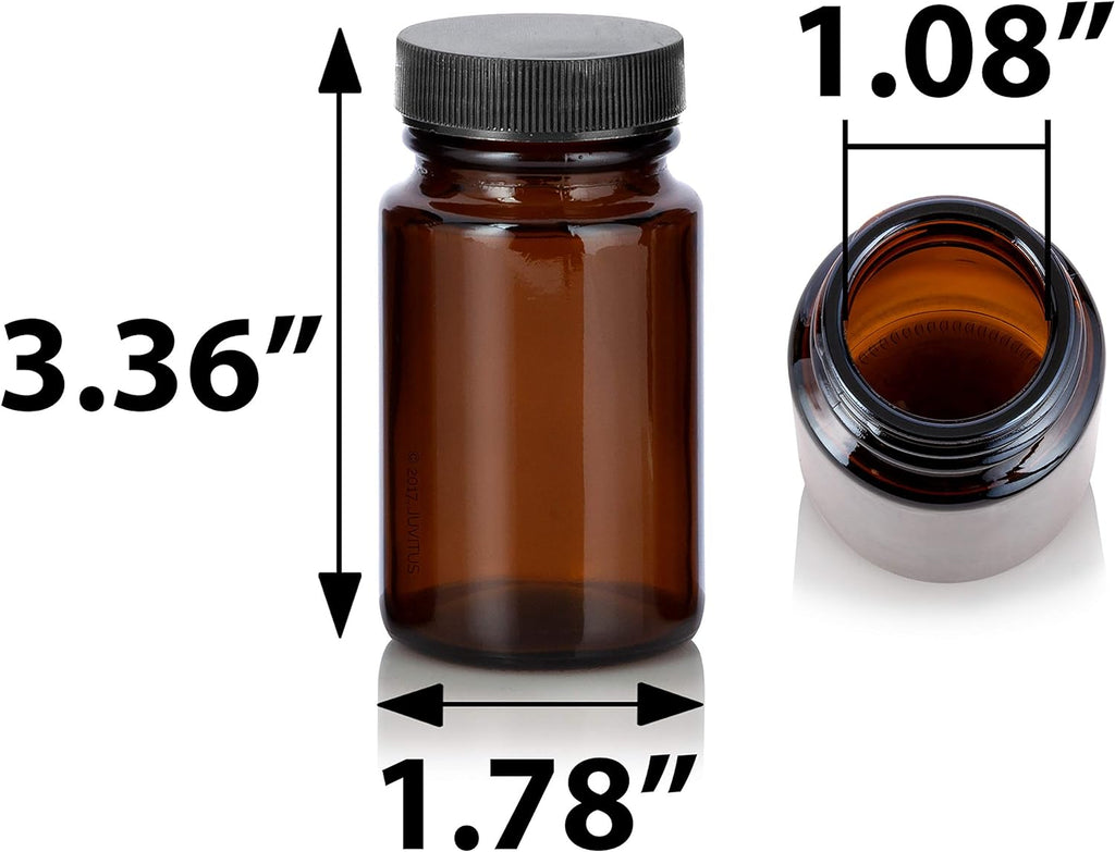 Amber Glass Packer Bottle With Black Ribbed Lid (24 Pack) N550702