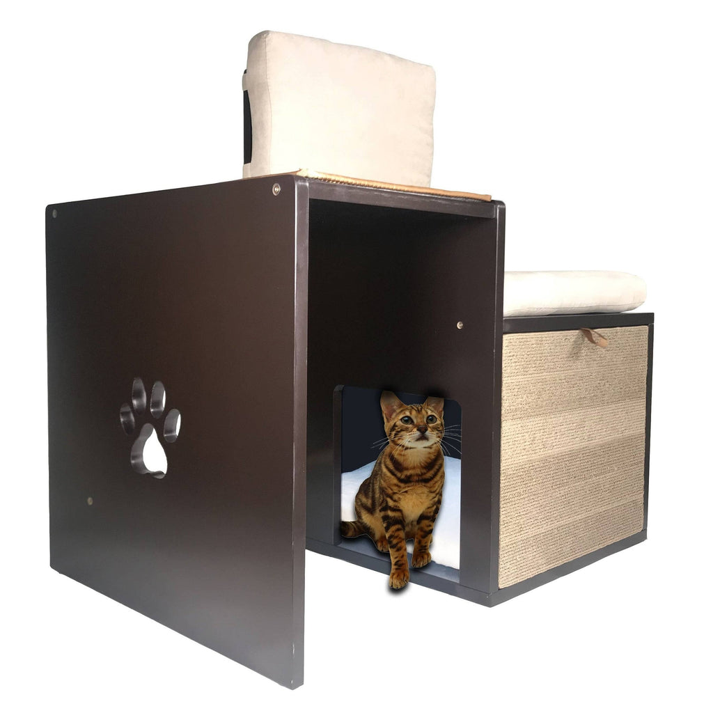 Brown Cat Walk Love Seat with Scratching Posts and Storage T20013