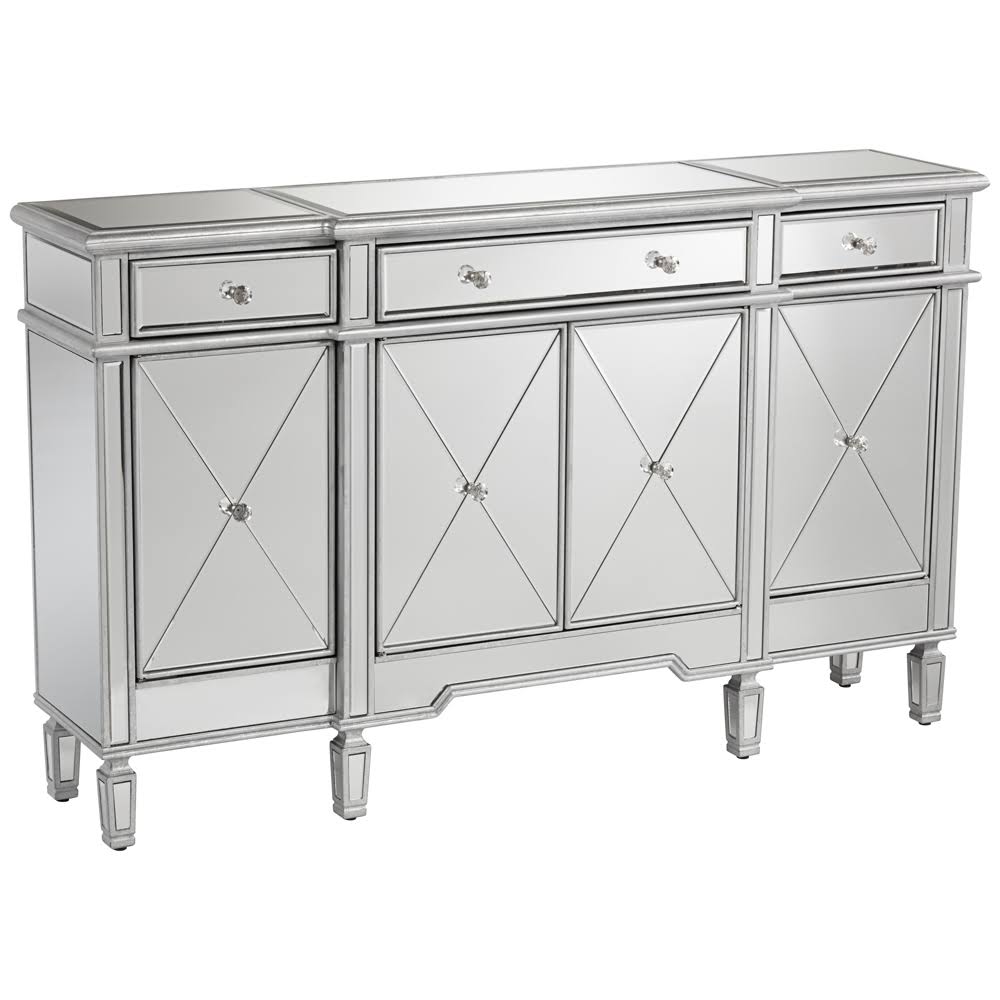 4-Door 3-Drawer Silver Accent Cabinet Q99694