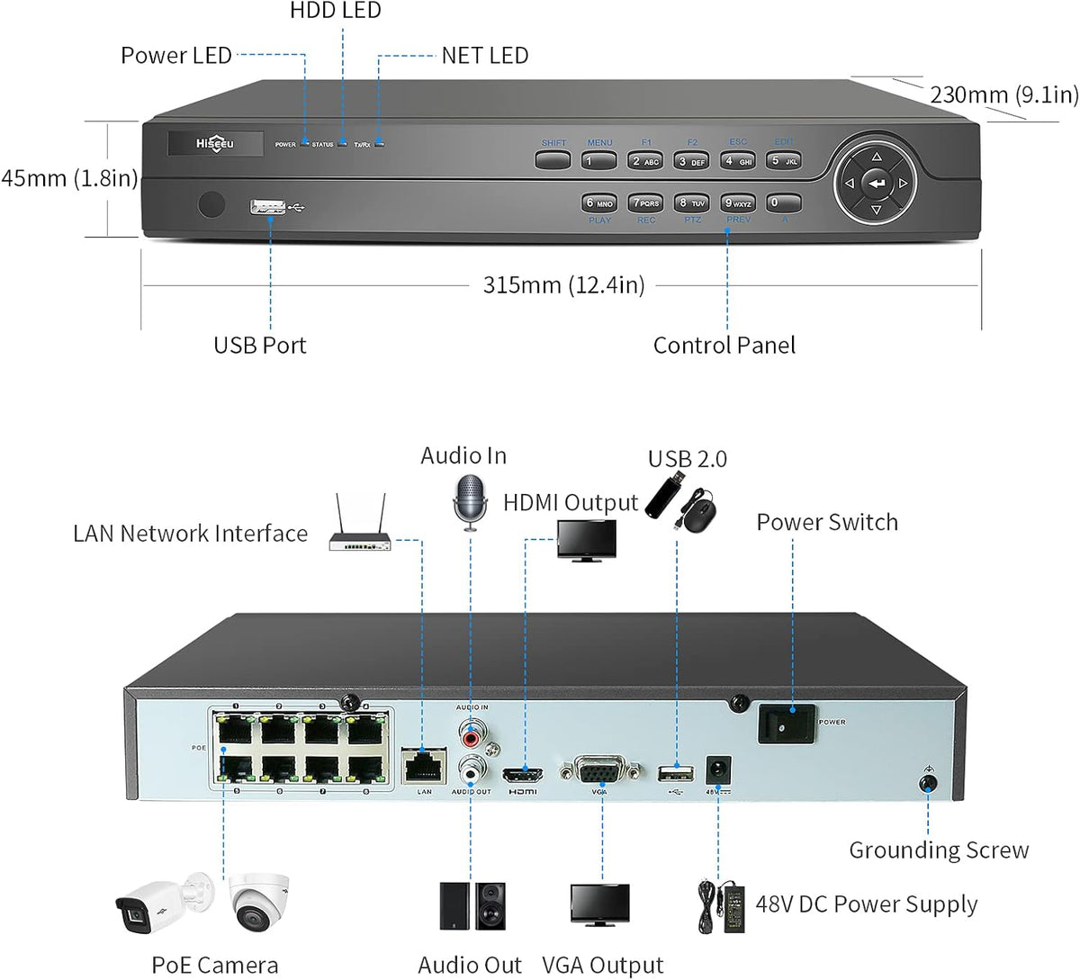 4K PoE NVR 8CH Network Video Recorder L10091