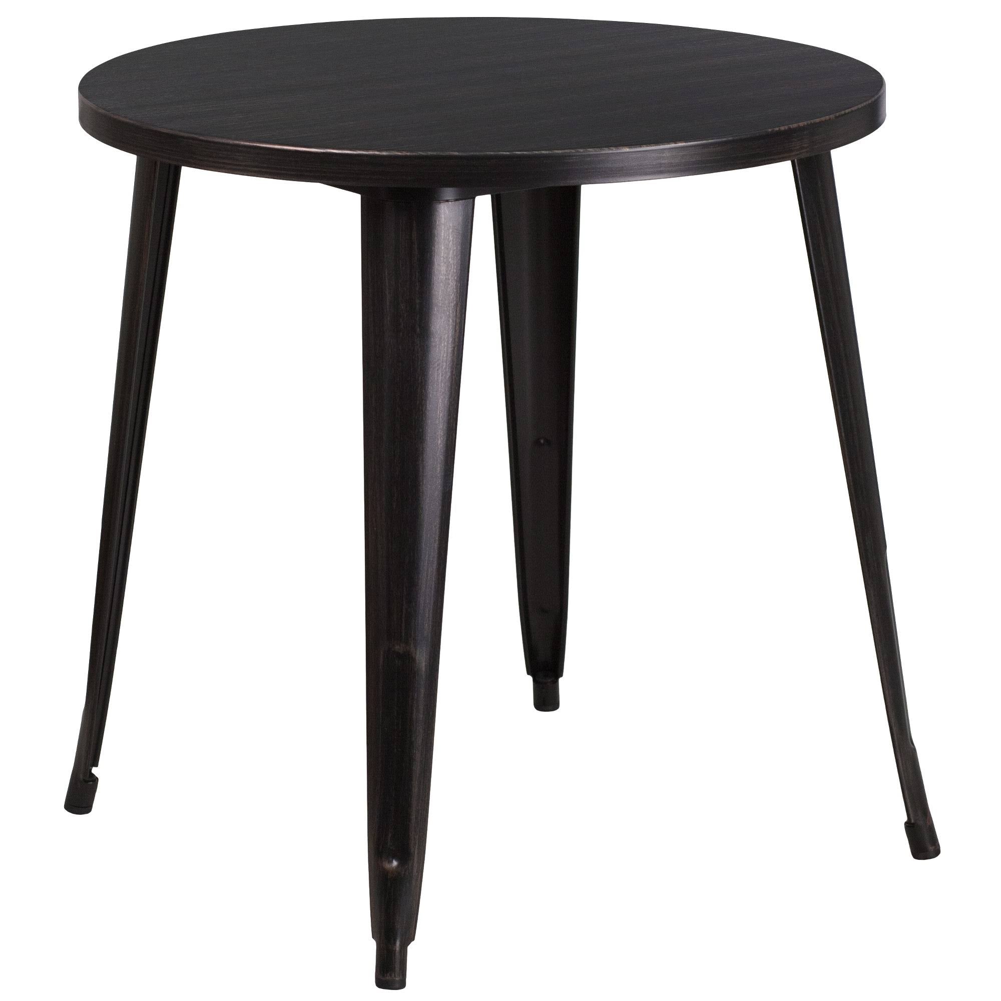Round Black-Antique Gold Metal Table Set with 4 Cafe Chairs O40128