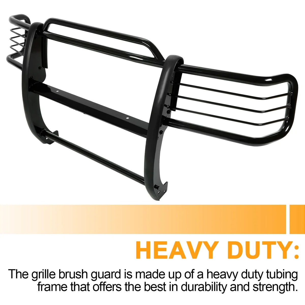 Front Grille Brush Guard for Pickup Truck Powder Coated Black Steel K7331