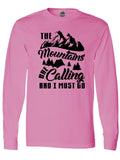 Long Sleeve T-Shirt with Mountain Tent and Tree Silhouettes V75019