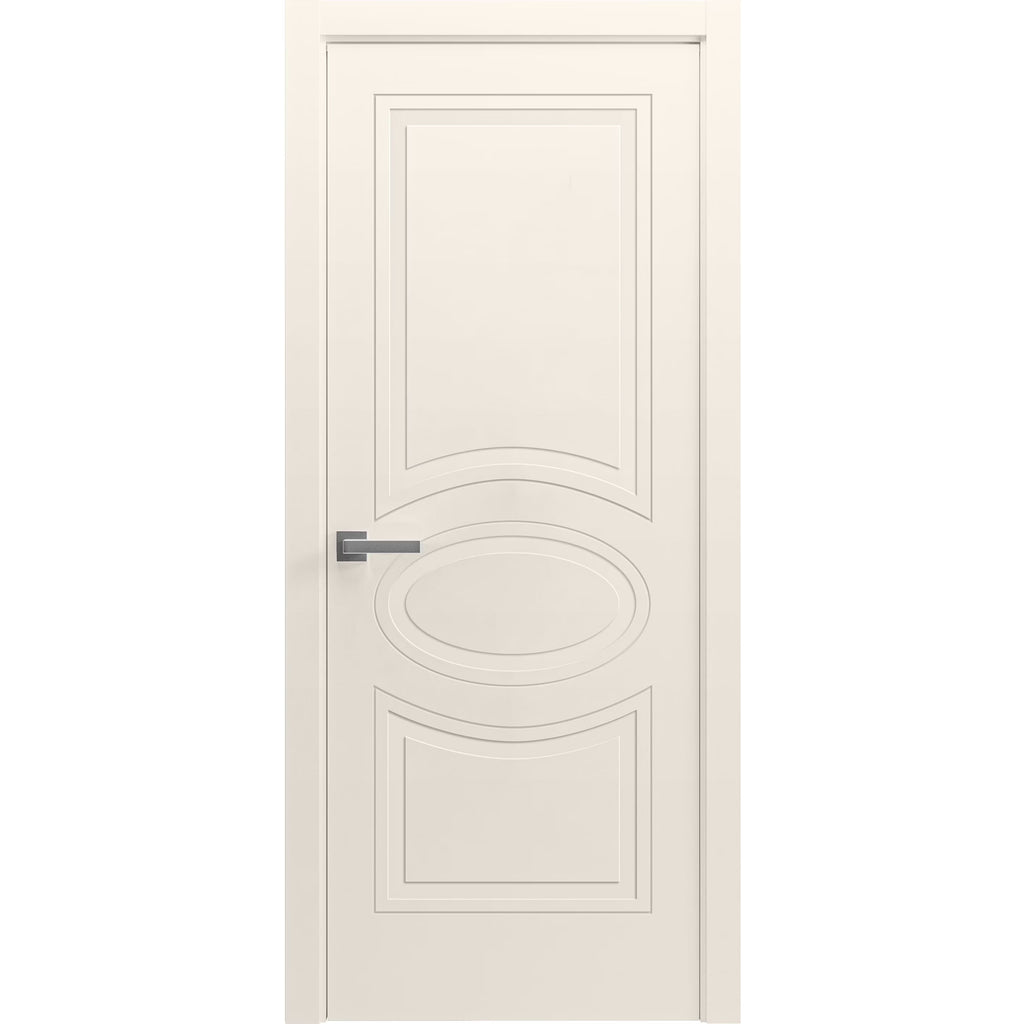 Solid French Door 36" x 80" Painted Creamy Single Regular Panel Frame Handle Y552187